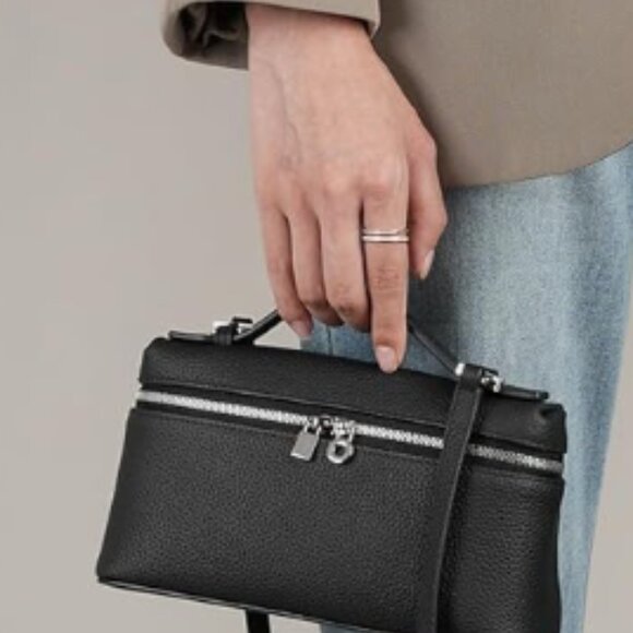 Fashion Small Side Bag Crossbody Bag Black Vegan Leather Silver Hardware - NWT - Picture 5 of 16